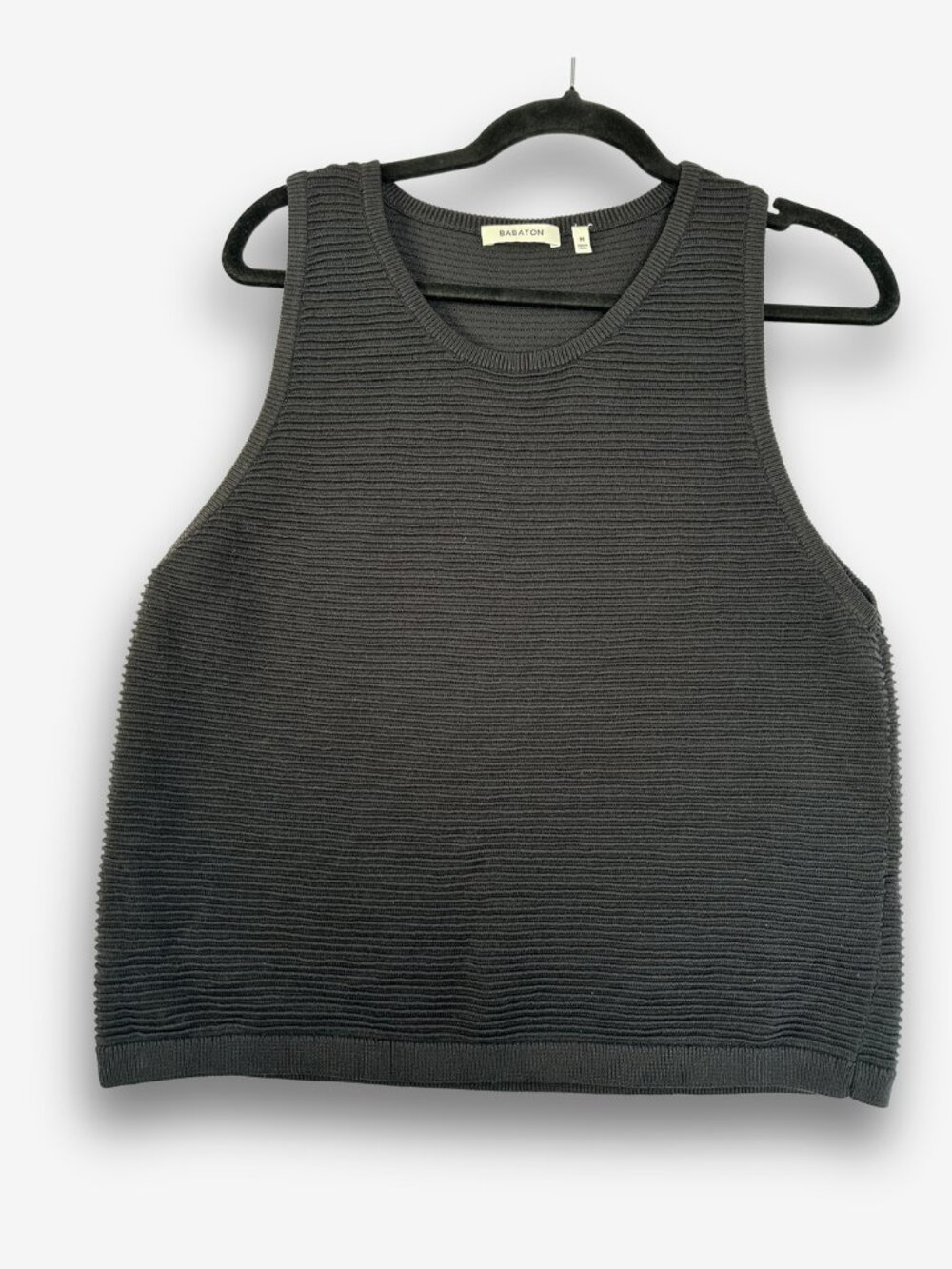 Babaton Alrik Textured Rib Knit Drop-Armhole Tank Black Size M
